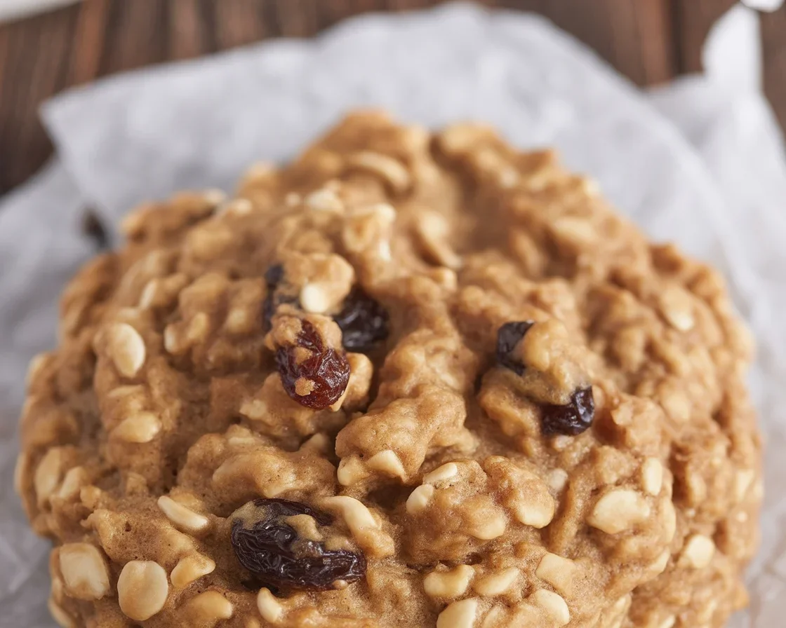 Soft and chewy traditional oatmeal raisin cookies on a cooling rack.