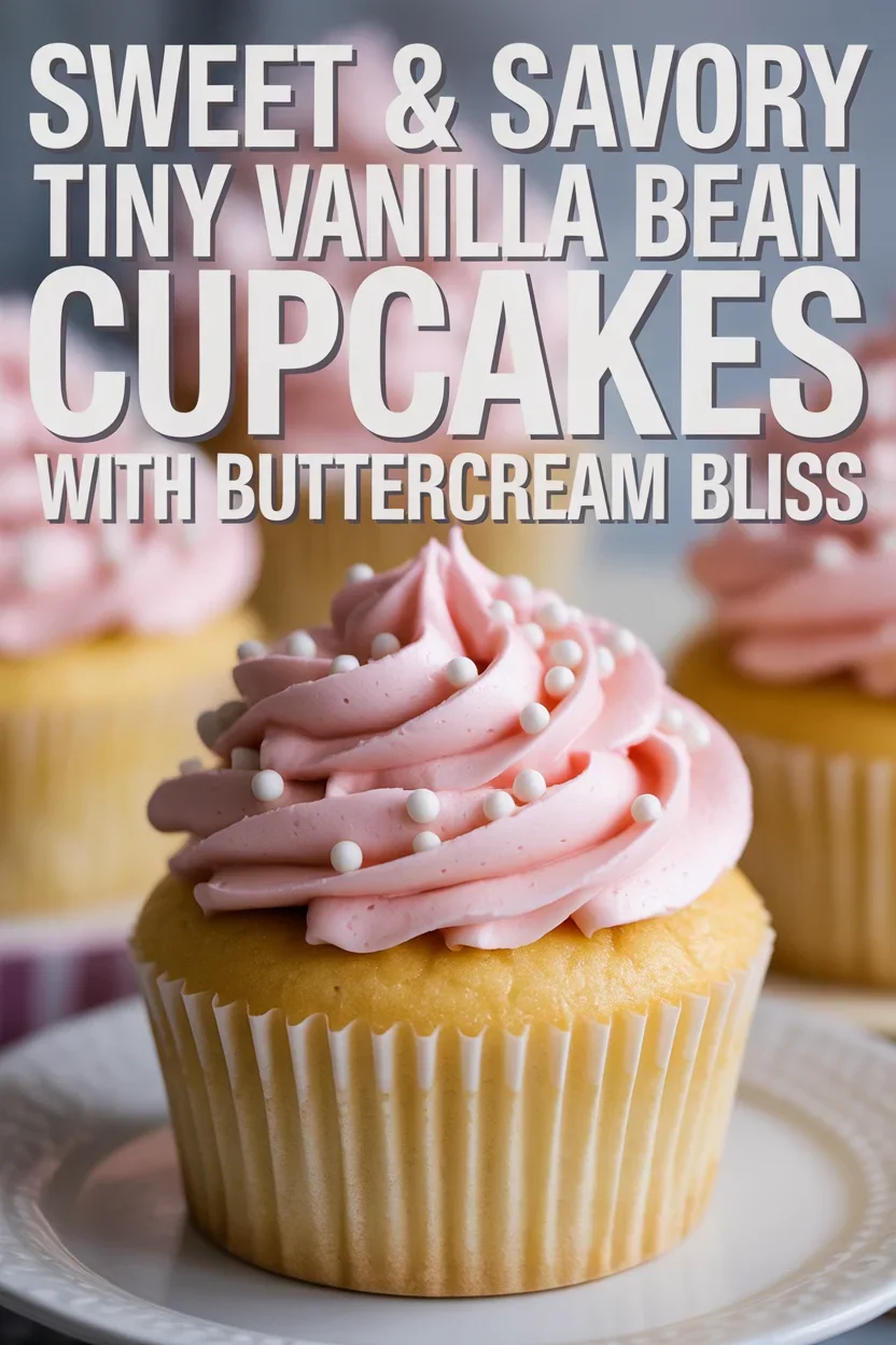 Sweet & Savory Tiny Vanilla Bean Cupcakes with Buttercream Bliss
