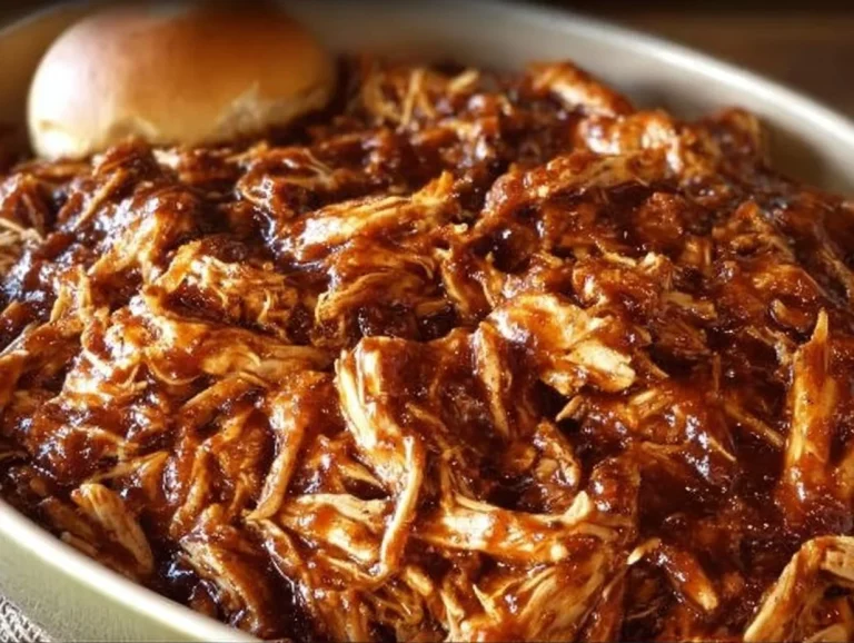 Slow cooker Zesty BBQ Chicken ready to serve
