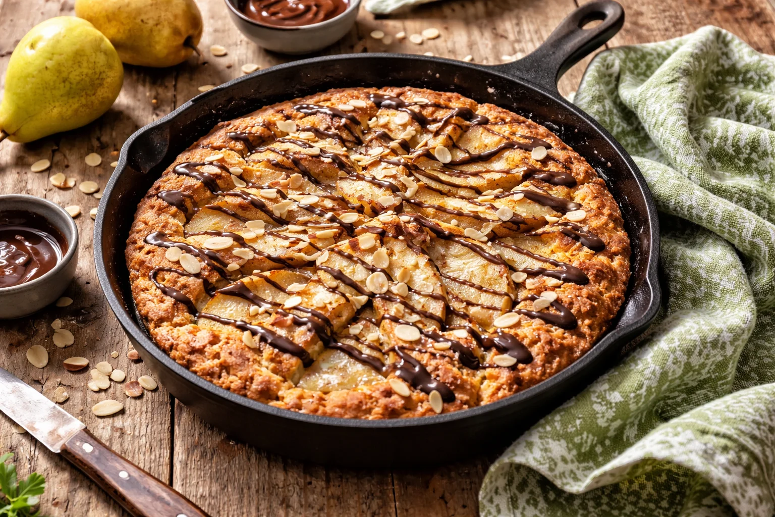 Decadent Flourless Pear Almond Skillet Cake to Savor
