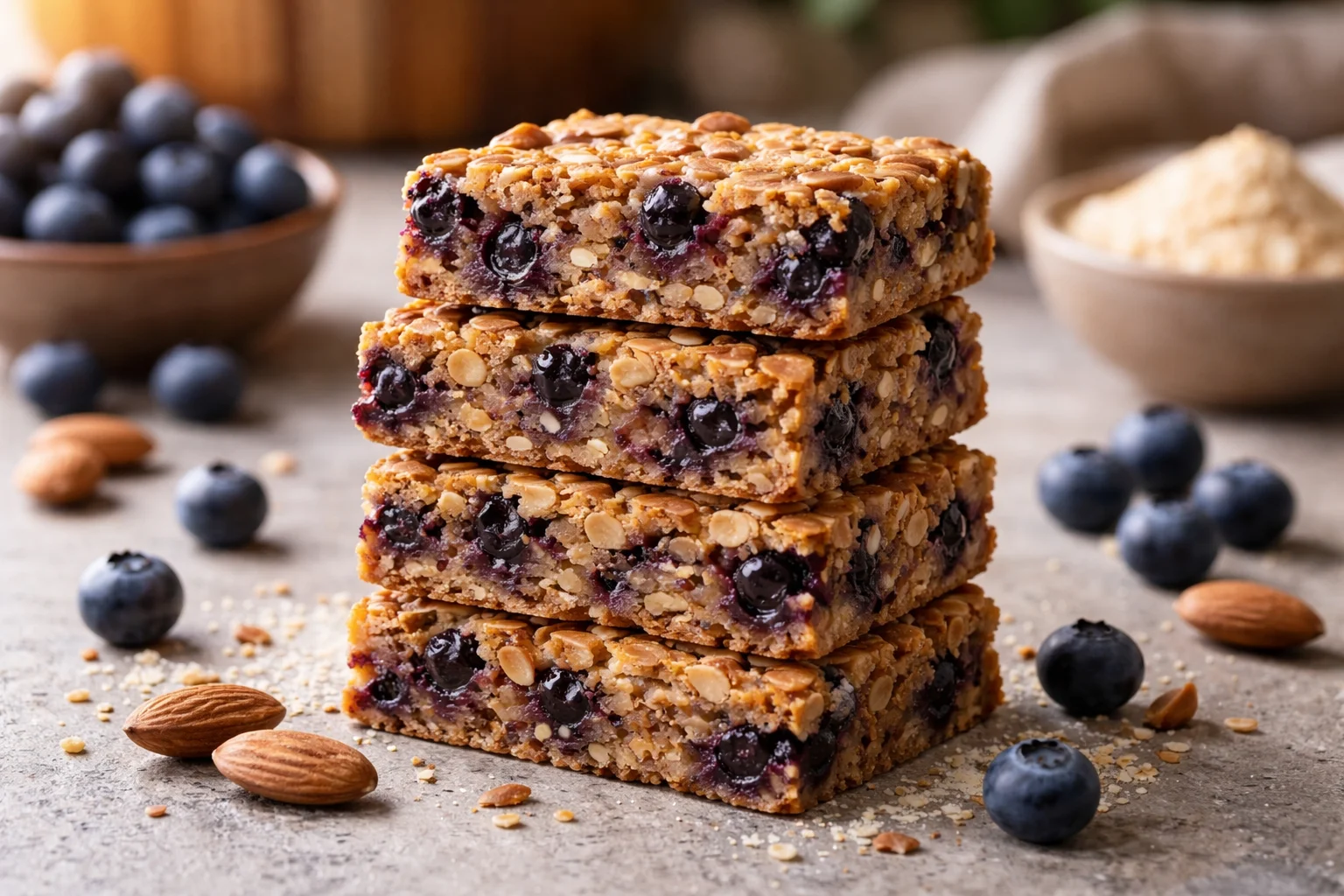 Flourless Blueberry Almond Snack Bars