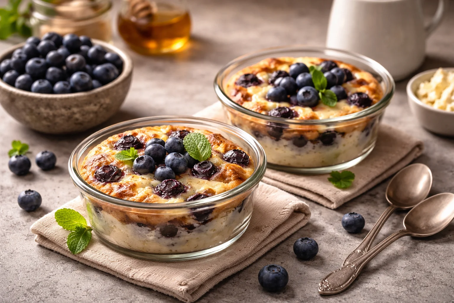 Flourless Blueberry Cottage Cheese Bake