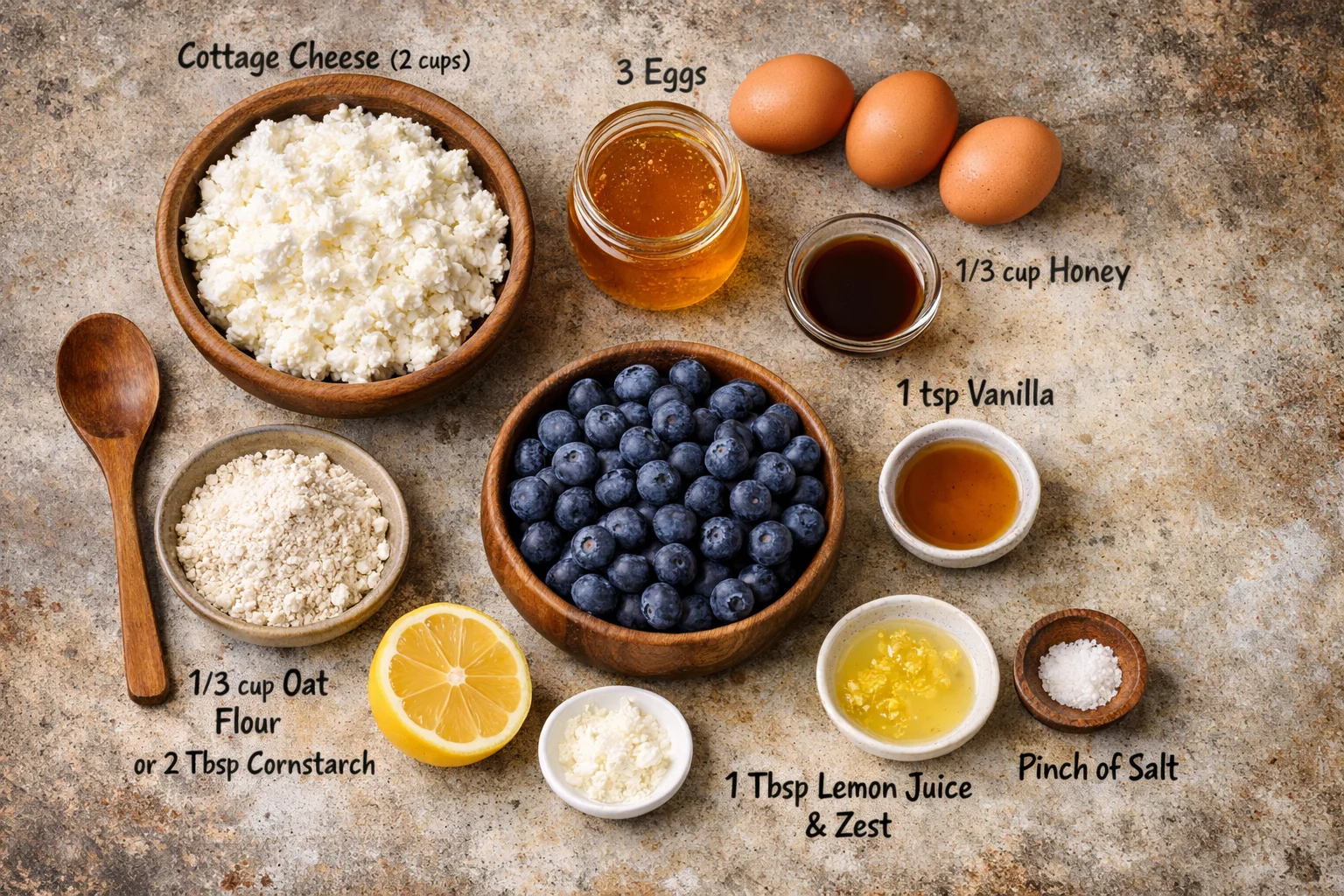 Flourless Blueberry Cottage Cheese Bake