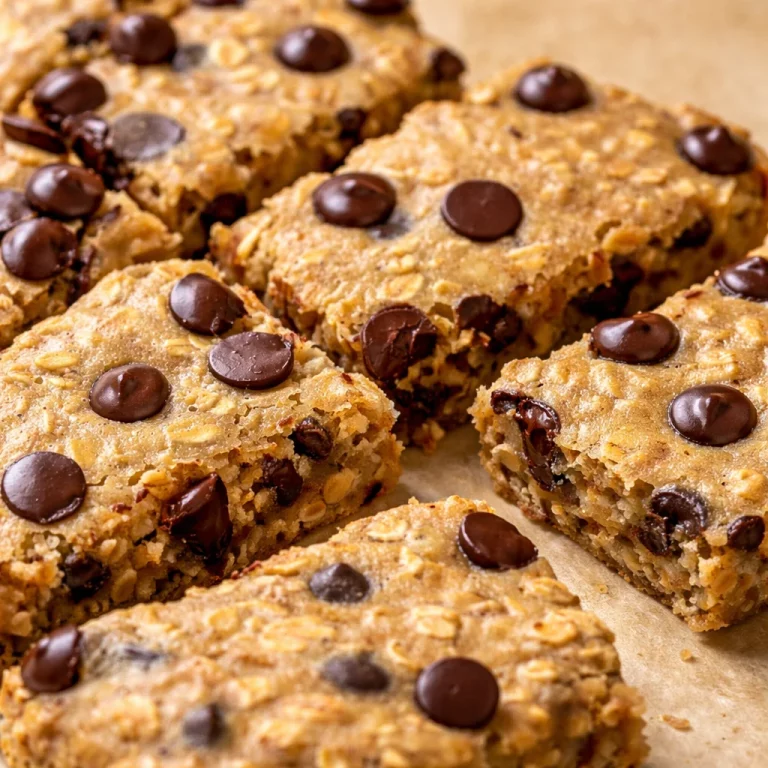 Naturally sweetened banana tahini breakfast bars on a wooden plate with bananas and tahini