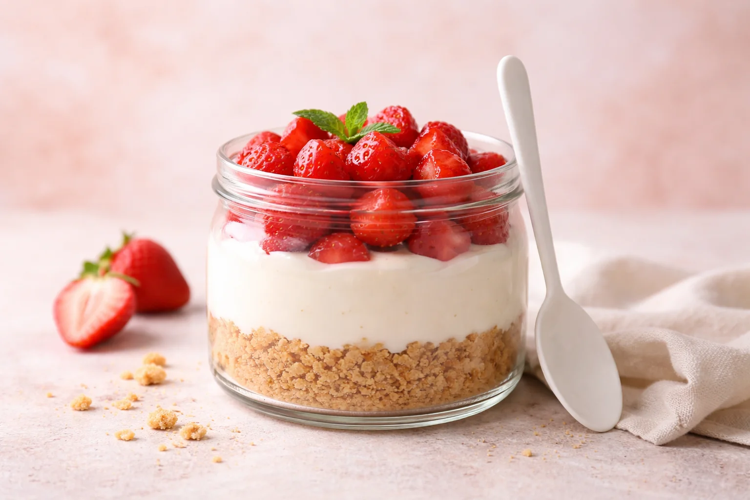 No-Bake Vanilla Protein Cheesecake Jars