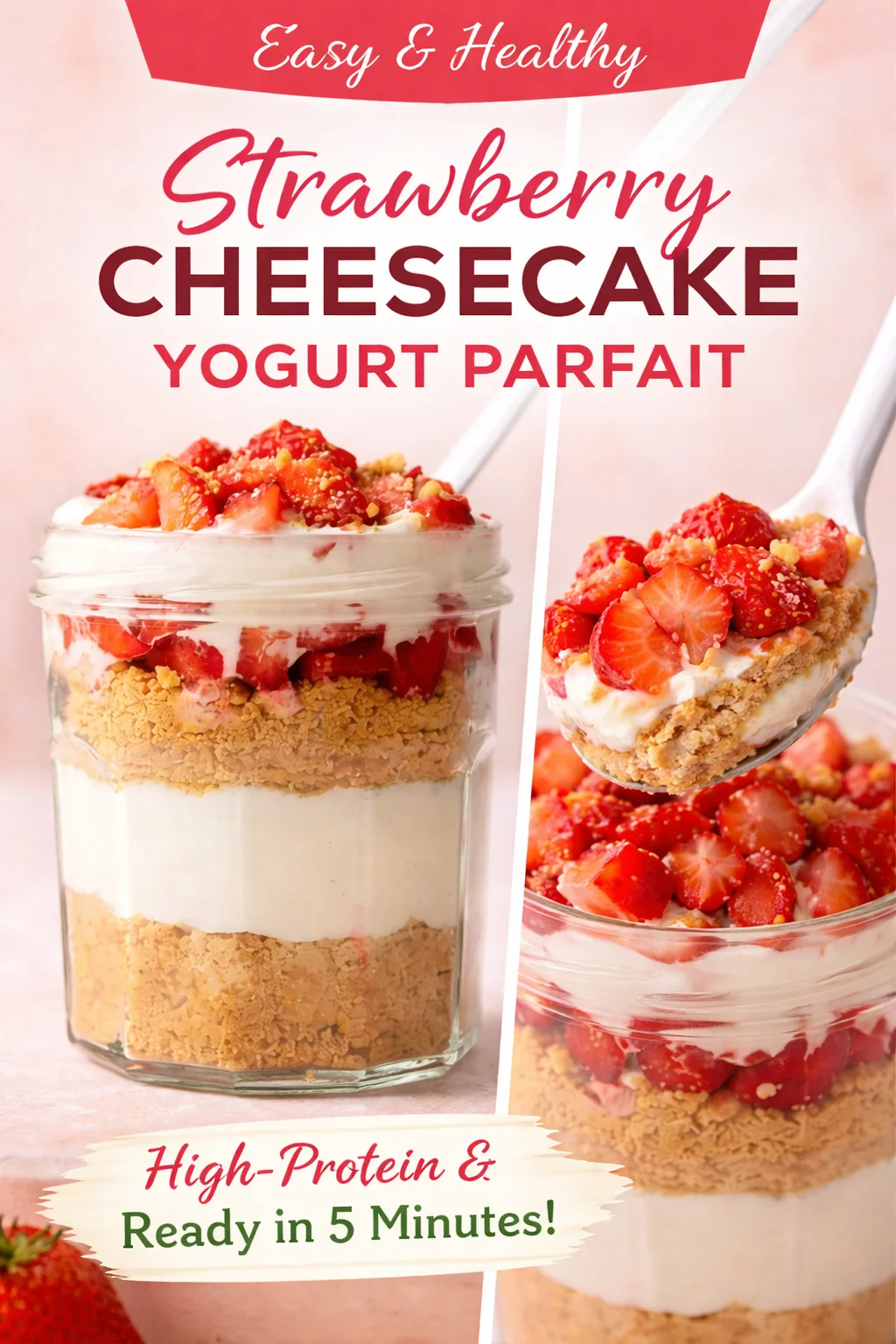 No-Bake Vanilla Protein Cheesecake Jars