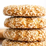 Delicious Flourless Sesame Tahini Crisp Cookies on a plate, perfect for gluten-free snacking.