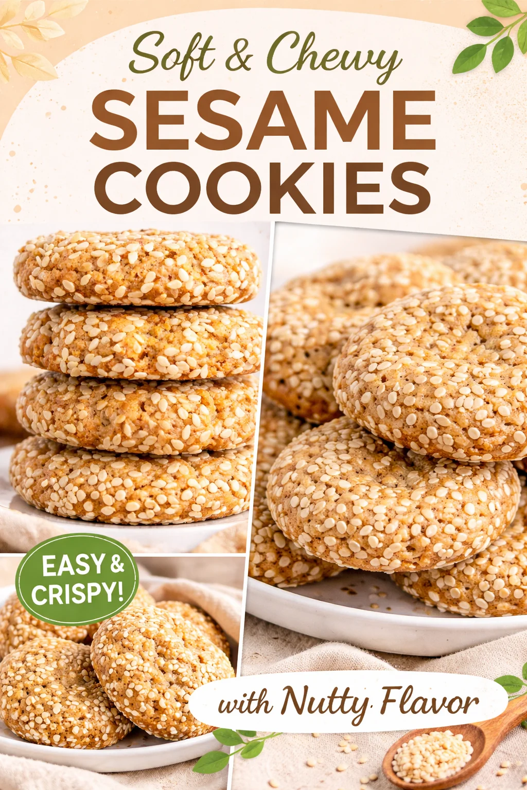 Flourless Sesame Tahini Crisp Cookies