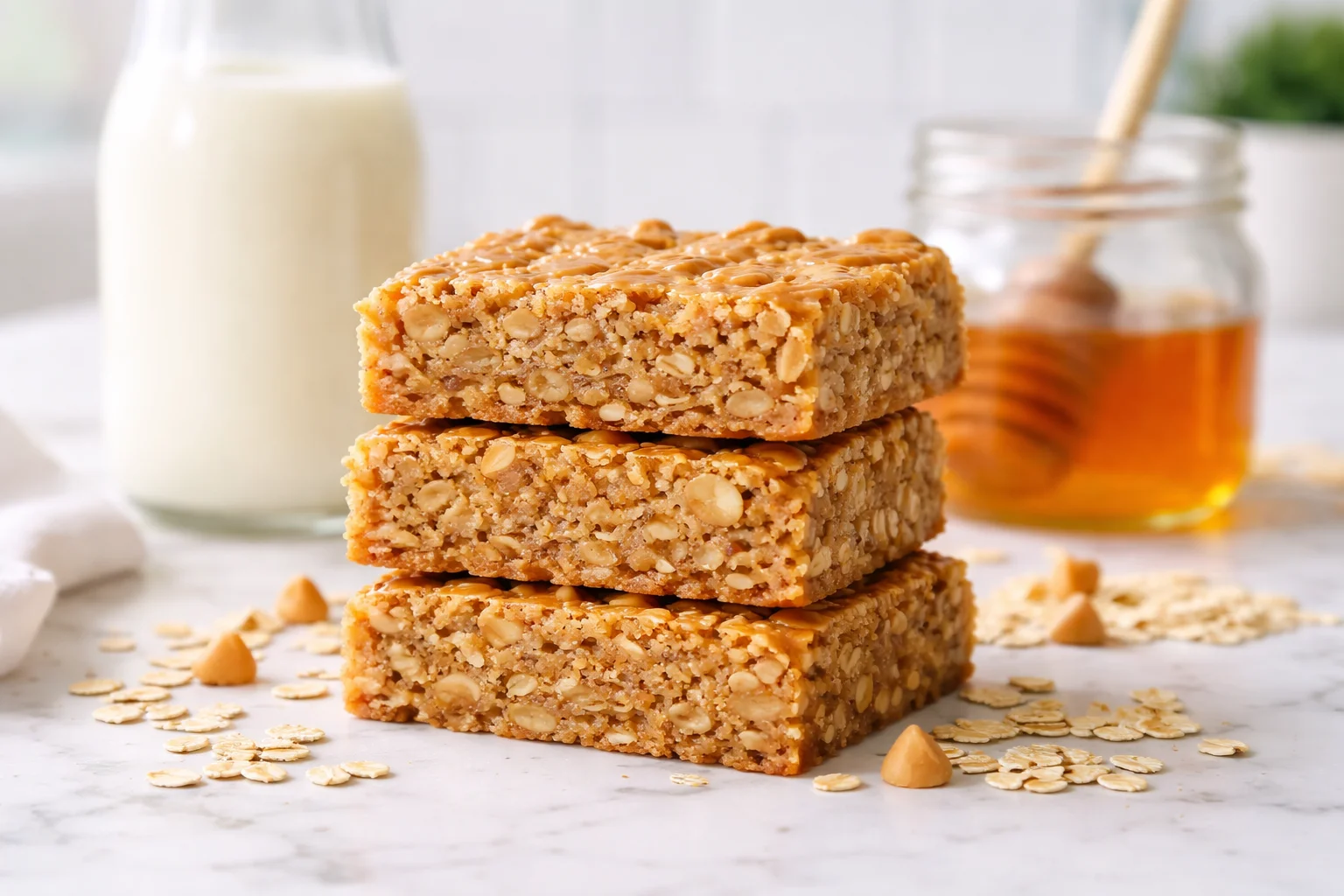 No-Bake Flourless Peanut Butter Oat Bars (Naturally Sweetened)
