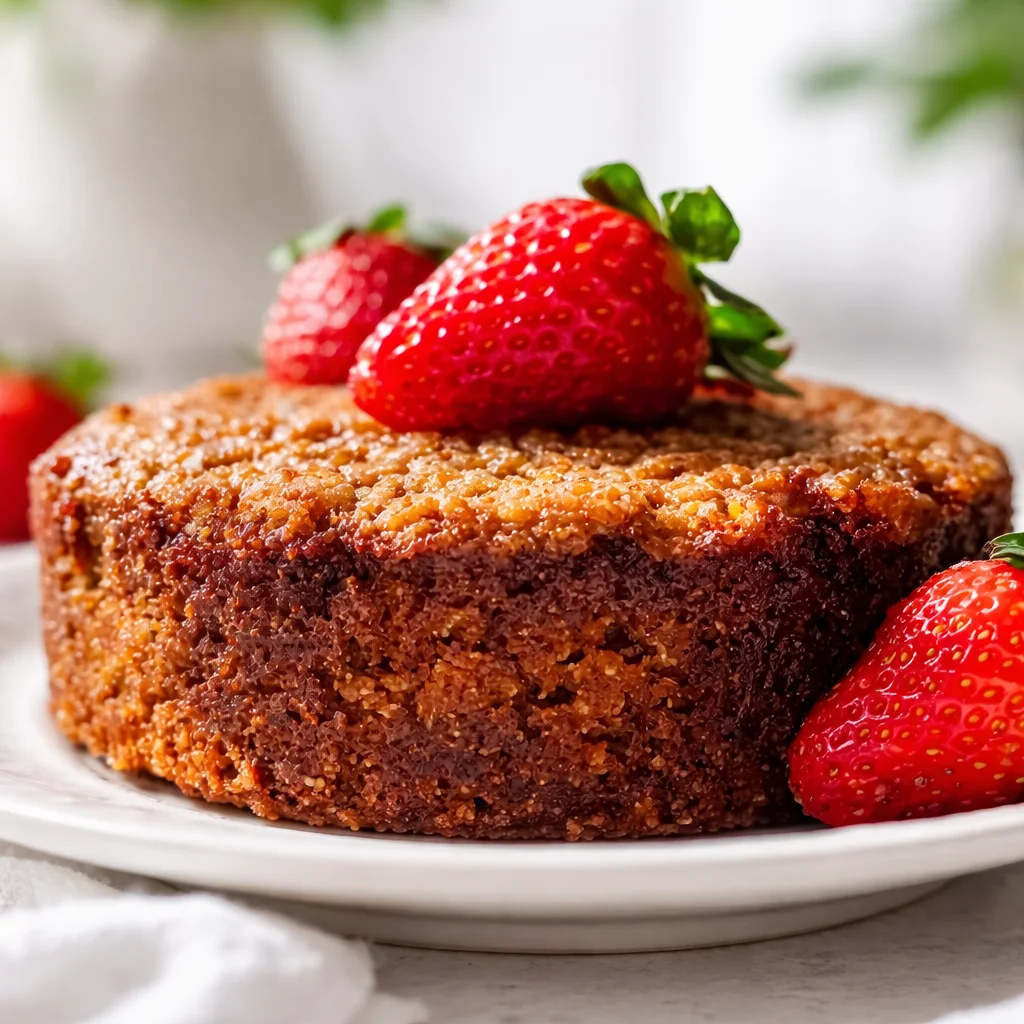 Small-Batch Cinnamon Quinoa Breakfast Cake topped with fresh fruits and spices.