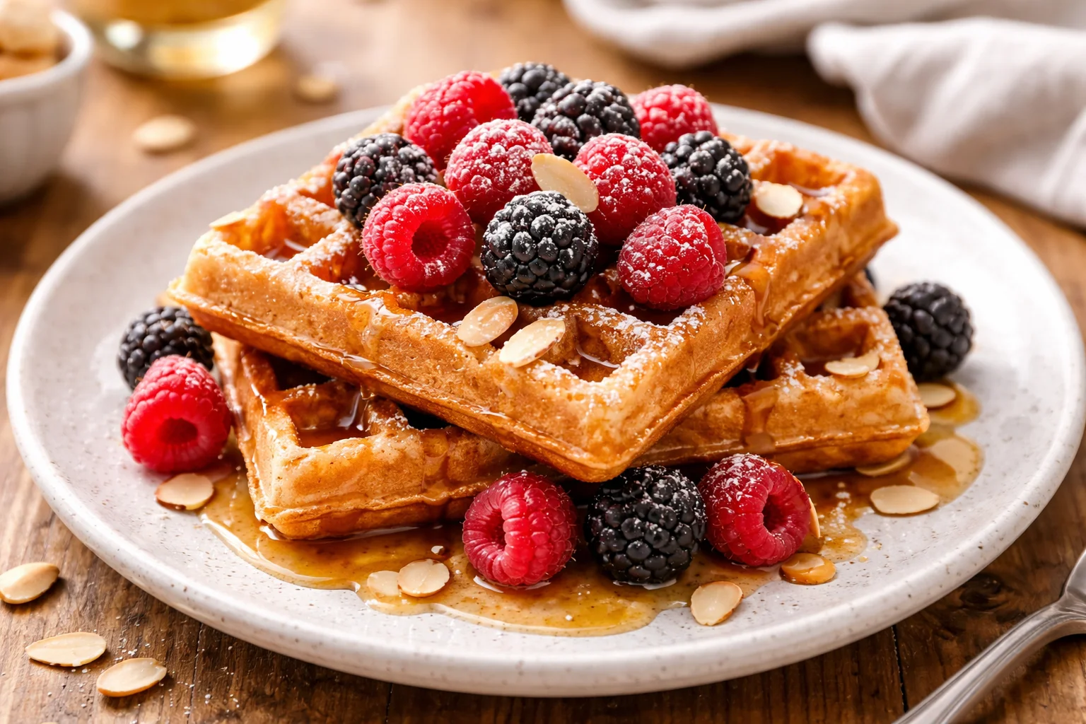 Flourless Almond Butter Waffles (Naturally Sweetened)