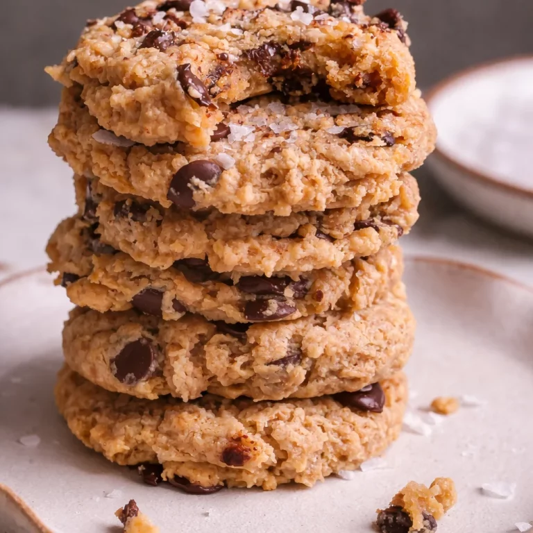 Flourless Tahini Chocolate Chip Cookies made with wholesome ingredients.
