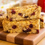 Maple-Sweetened Cranberry Breakfast Bars with oats and nuts