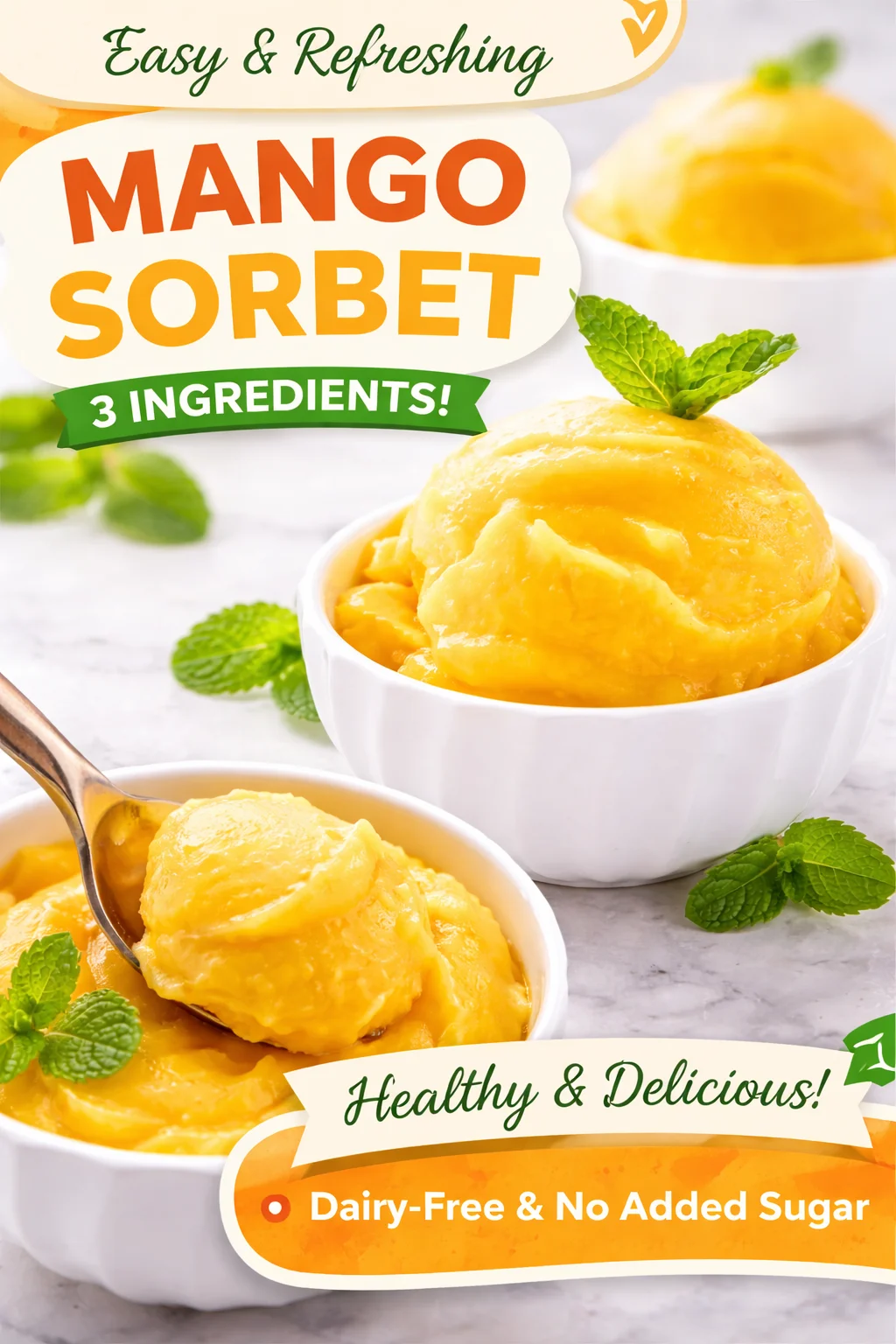 Refreshing No-Sugar Added Mango Lime Sorbet for Two!