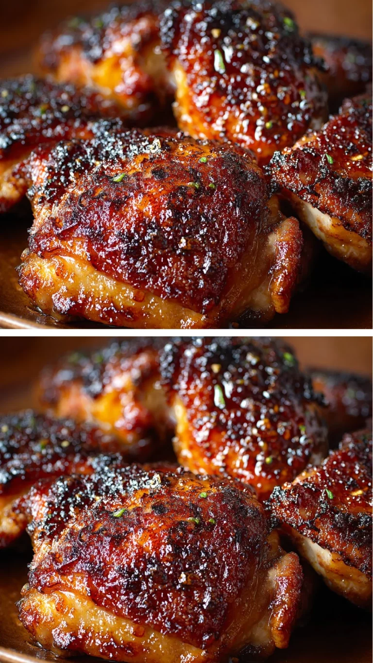 Sticky Maple Garlic Chicken thighs glazed with a sweet maple sauce