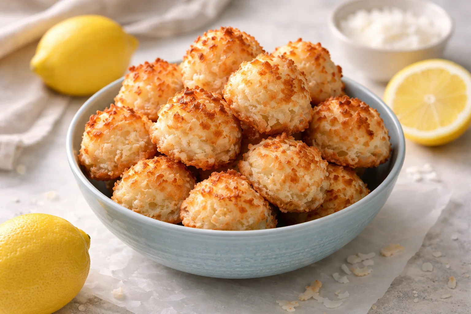 Flourless Lemon Coconut Macaroons (Honey Sweetened)