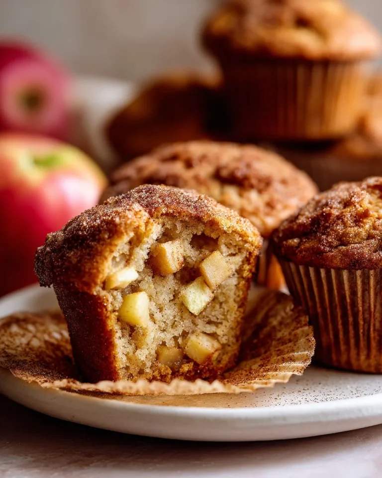 Freshly baked apple cinnamon muffins on a cooling rack