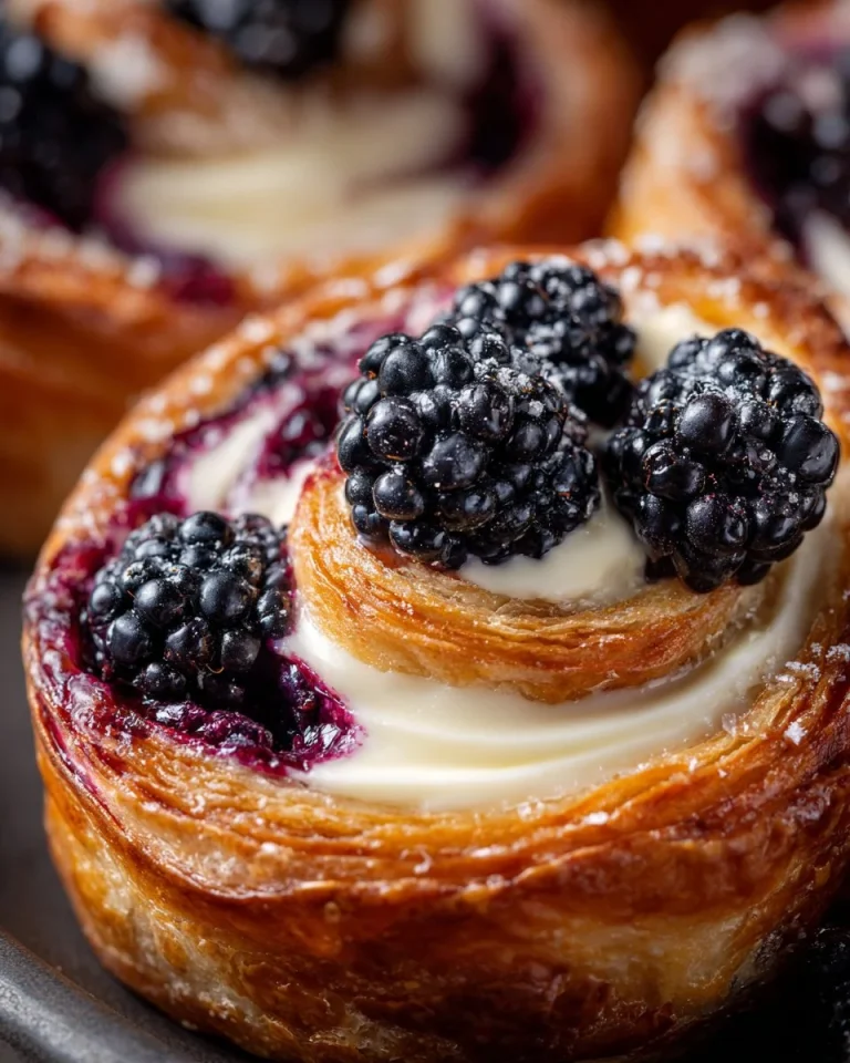 Freshly baked Blackberry Cream Cheese Danish with a flaky pastry crust