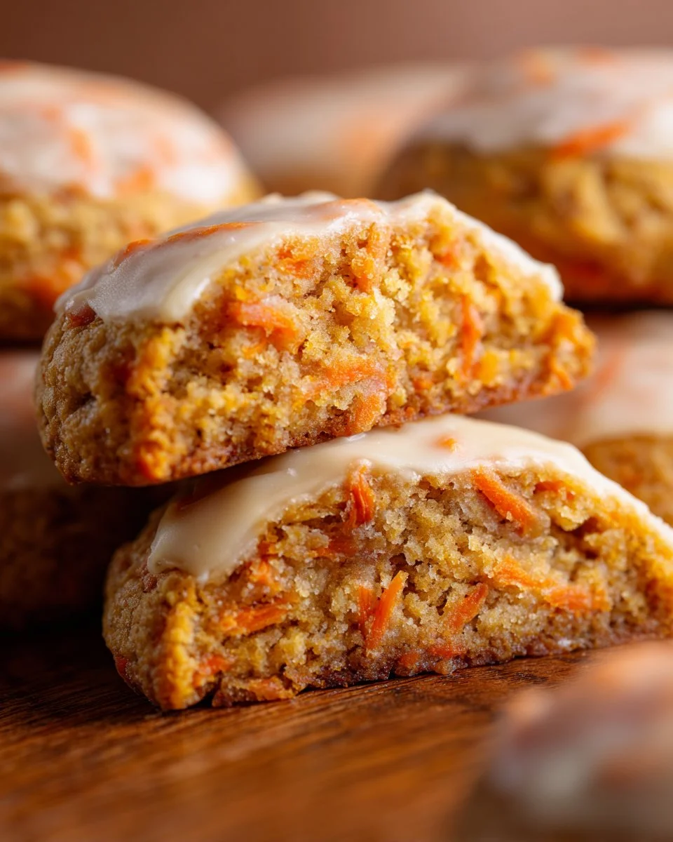 Delicious homemade carrot cake cookies with frosting and nuts