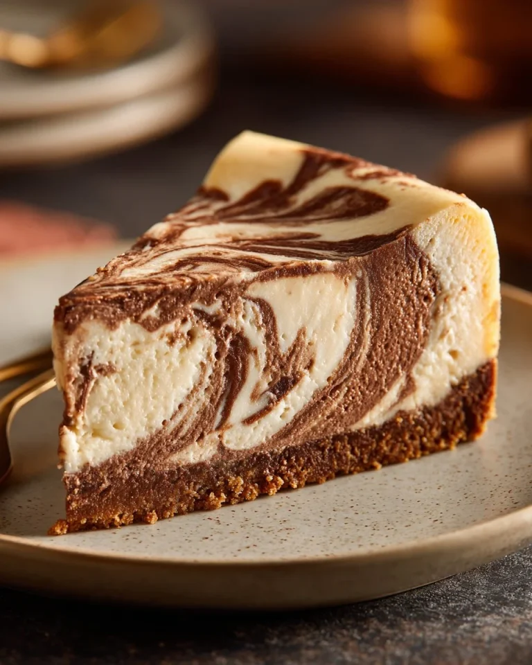 Chocolate Hazelnut Swirl Cheesecake with creamy hazelnut filling and chocolate swirls