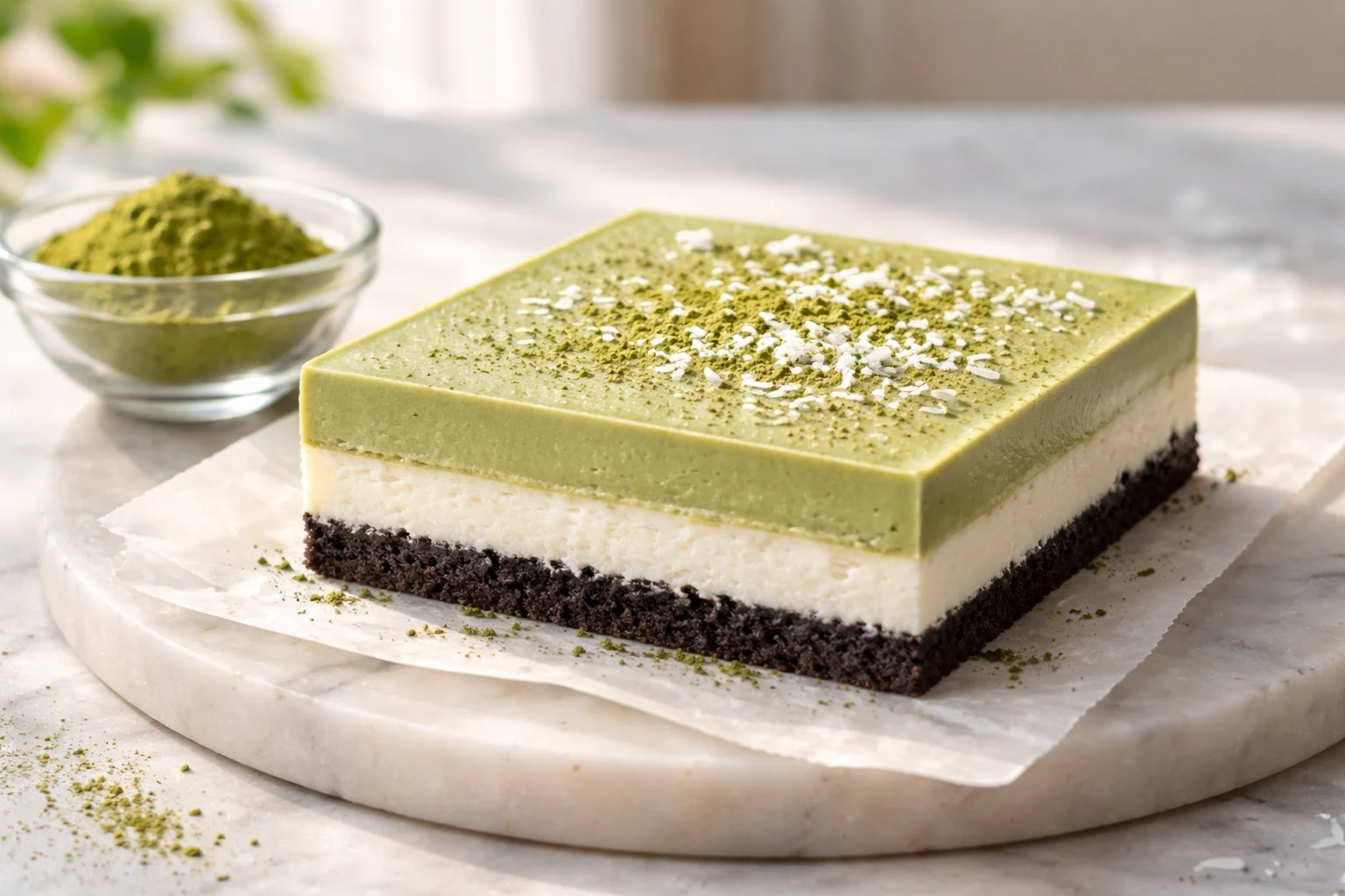 No-Bake Frozen Matcha Coconut Bars