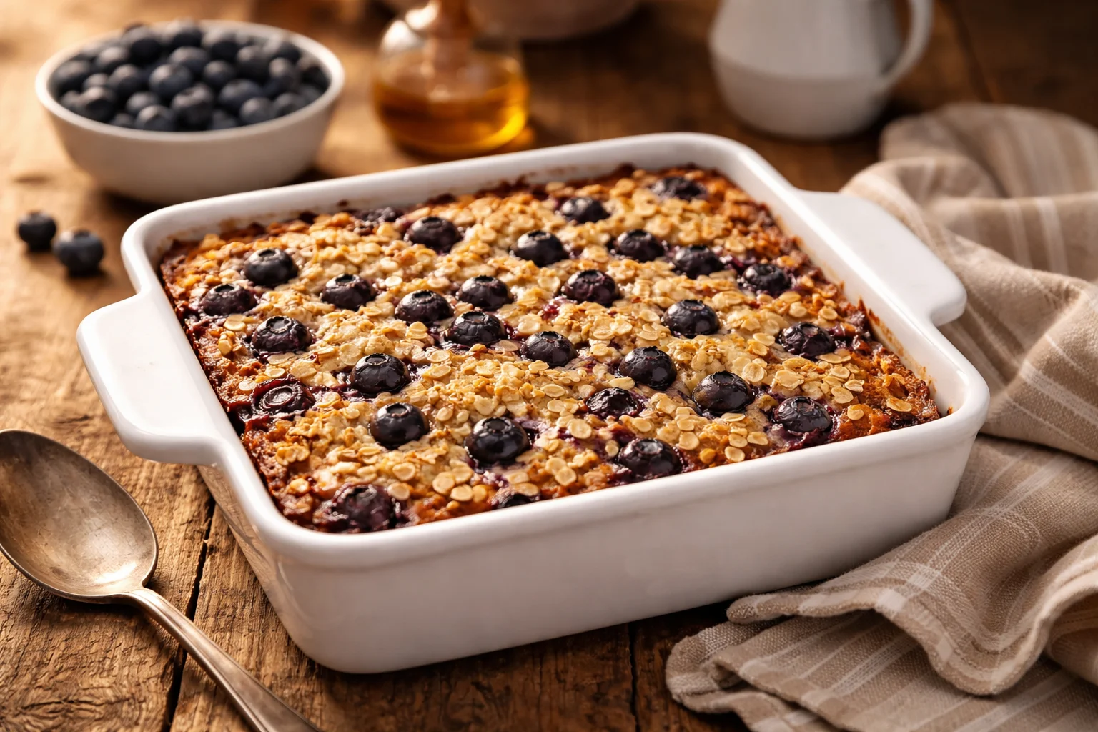 Small-Batch Baked Protein Oatmeal with Blueberries