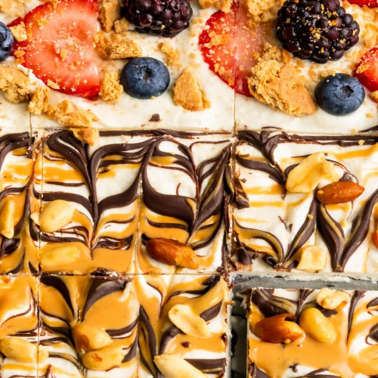 Small-Batch Frozen Cottage Cheese Bark topped with berries for a healthy dessert.