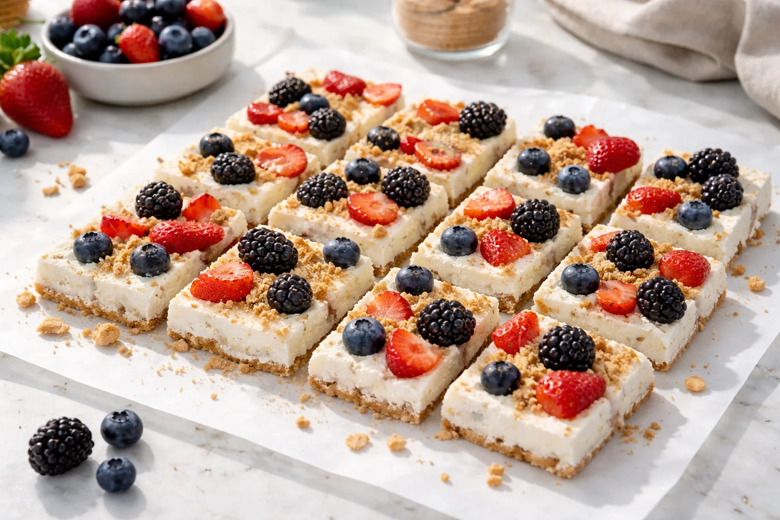 Delicious Small-Batch Frozen Cottage Cheese Bark with Berries