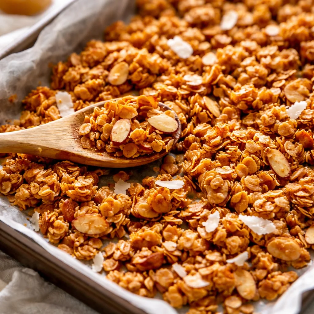 Small-batch cinnamon toast almond clusters in a rustic bowl, perfect for snacking.