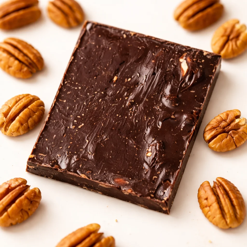 Small-Batch Dark Chocolate Pecan Bark with pecans, handcrafted and delicious.