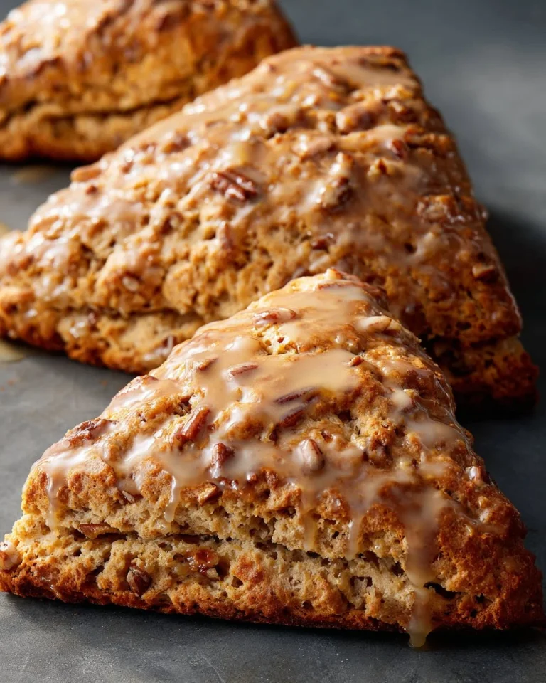 Freshly baked Maple Pecan Scones with a golden crust and crunchy pecans