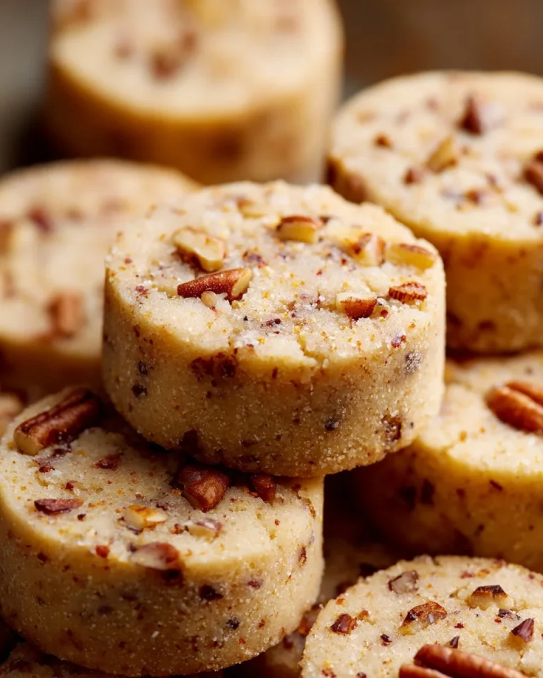 Delicious Maple Pecan Shortbread Cookies on a rustic wooden table