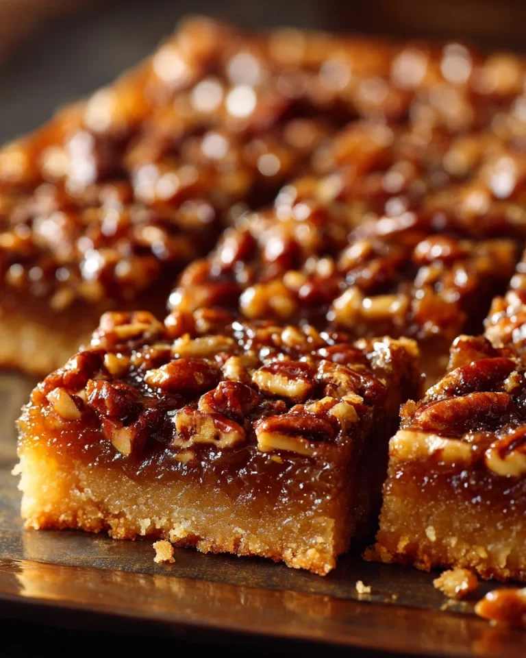 Pecan pie brown butter bars with a golden crust and nutty topping