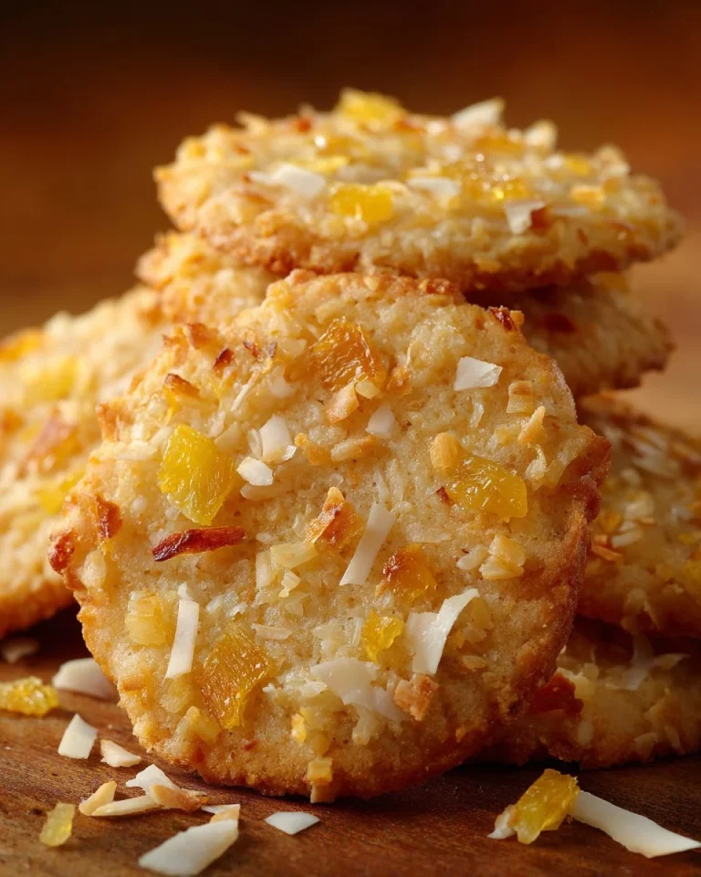 Pineapple Coconut Shortbread Cookies on a white plate with tropical garnishes.