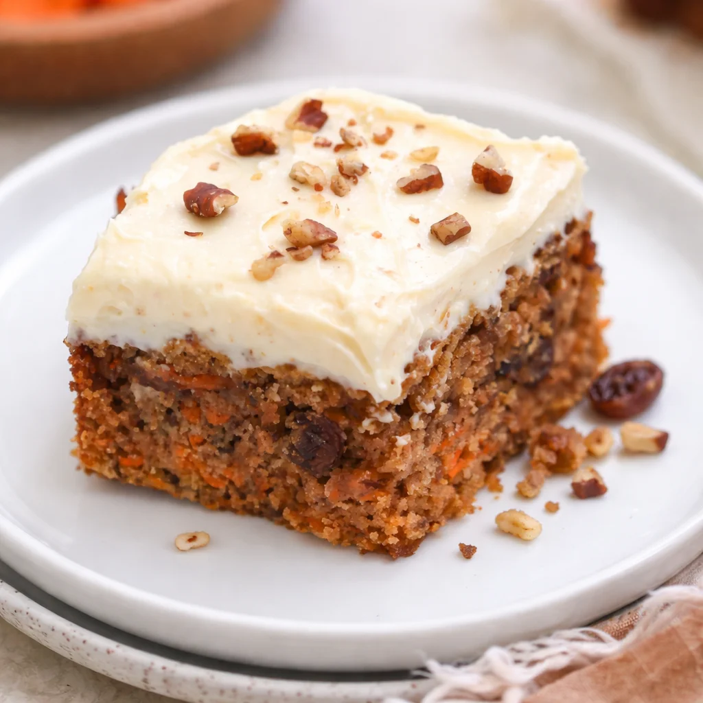Healthy Carrot Oat Snack Cake made without refined sugar, perfect for a nutritious treat.
