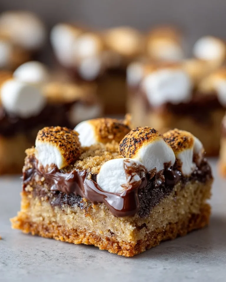 Delicious S'mores Cookie Bars with chocolate and marshmallows