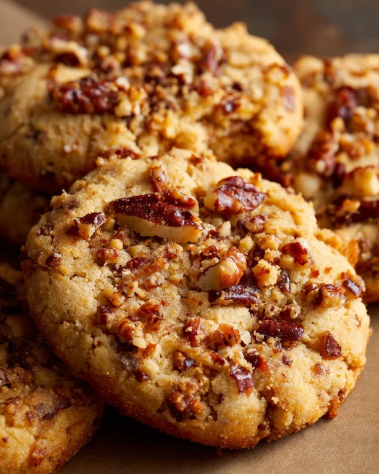 Delicious toffee pecan shortbread cookies on a plate