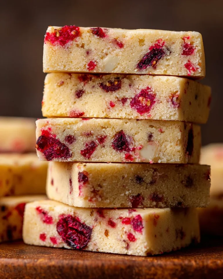 White Chocolate Cherry Shortbread Cookies displayed on a plate