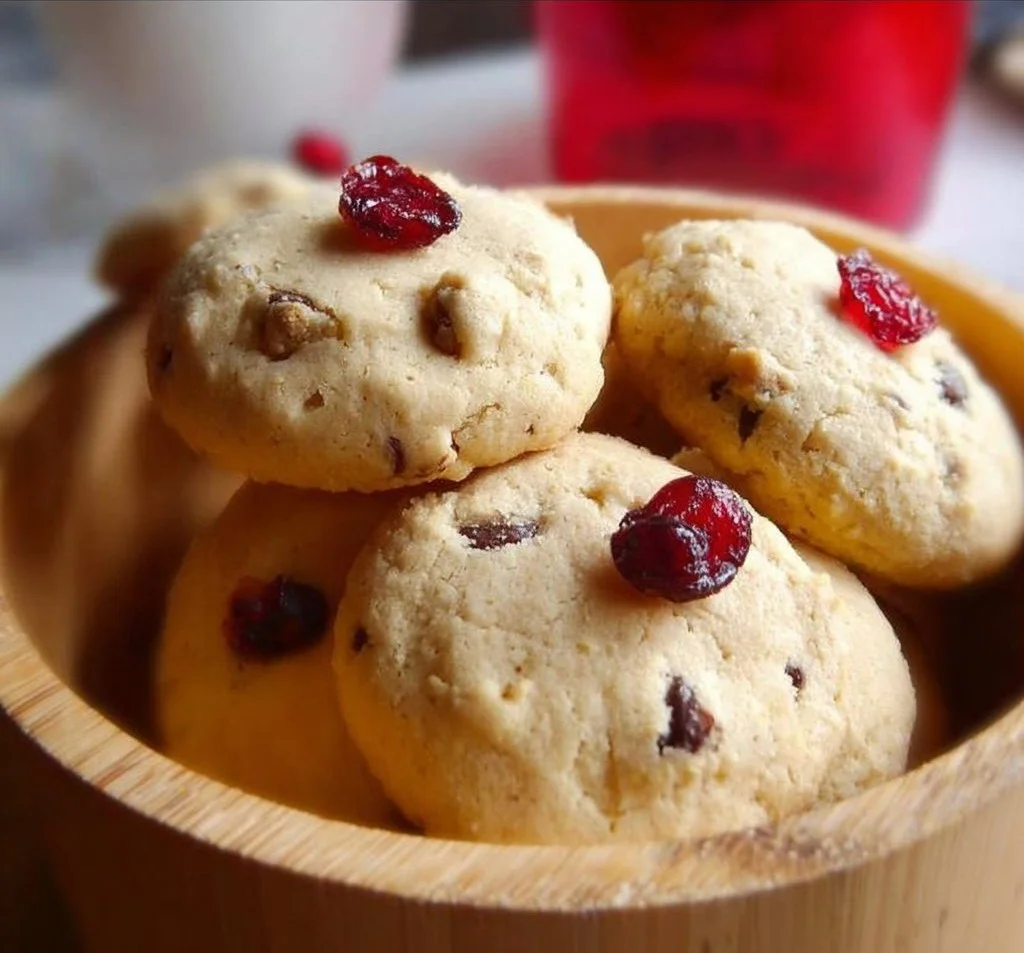 Homemade cranberry cookie fresh from the oven, perfect for snacking.