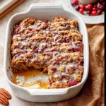 Freshly baked Cranberry Pecan Cake topped with pecans and cranberries
