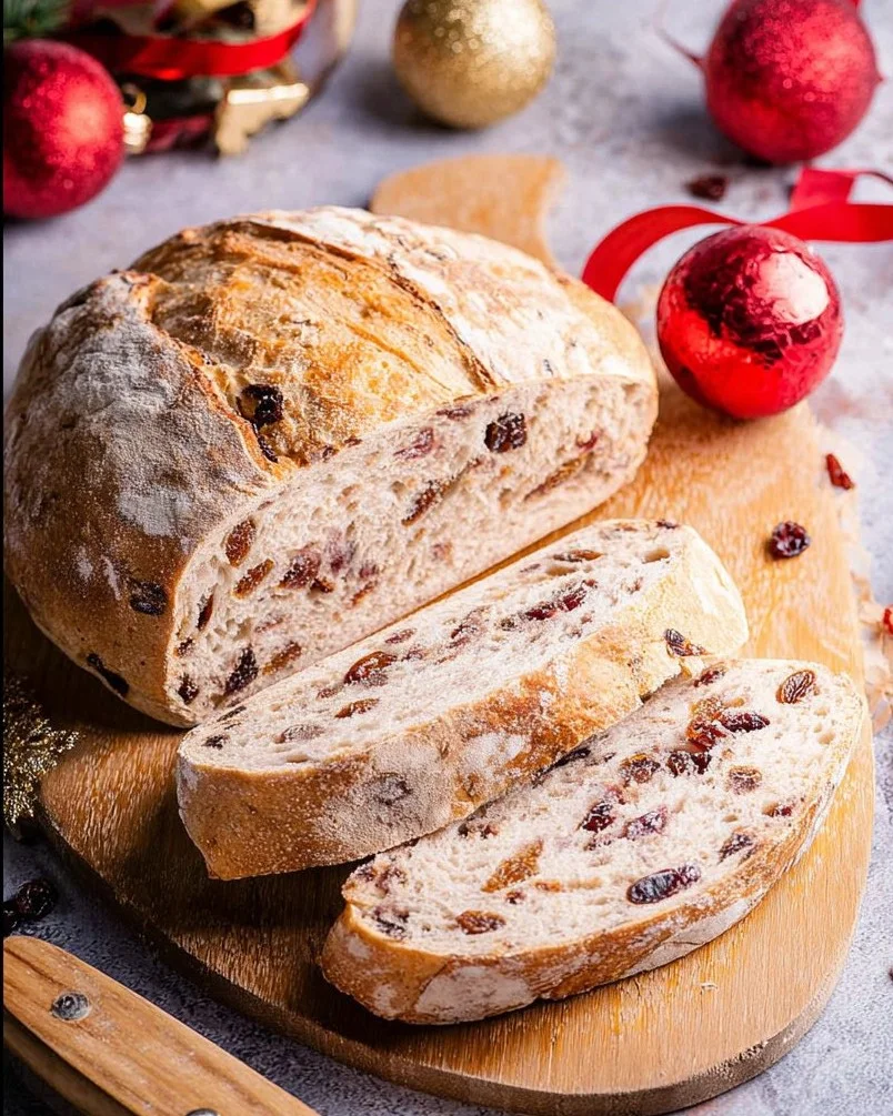 Freshly baked Cranberry Walnut Bread with walnuts and cranberries