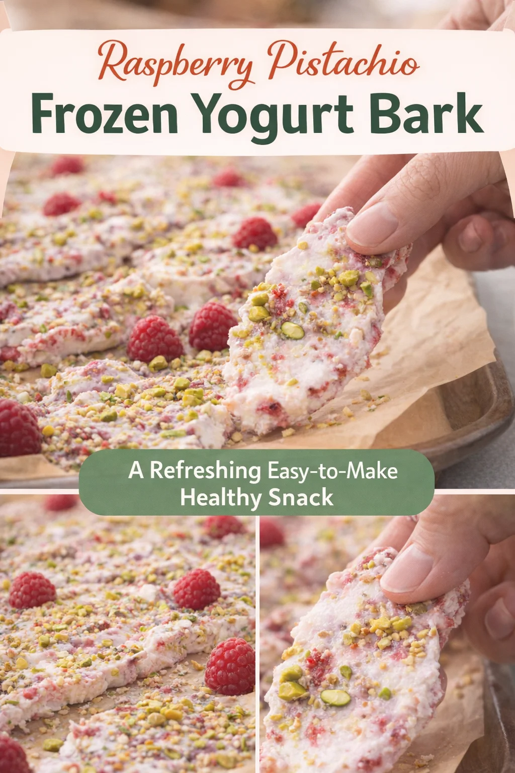 Delicious Frozen Strawberry Yogurt Bark with Pistachio Treats