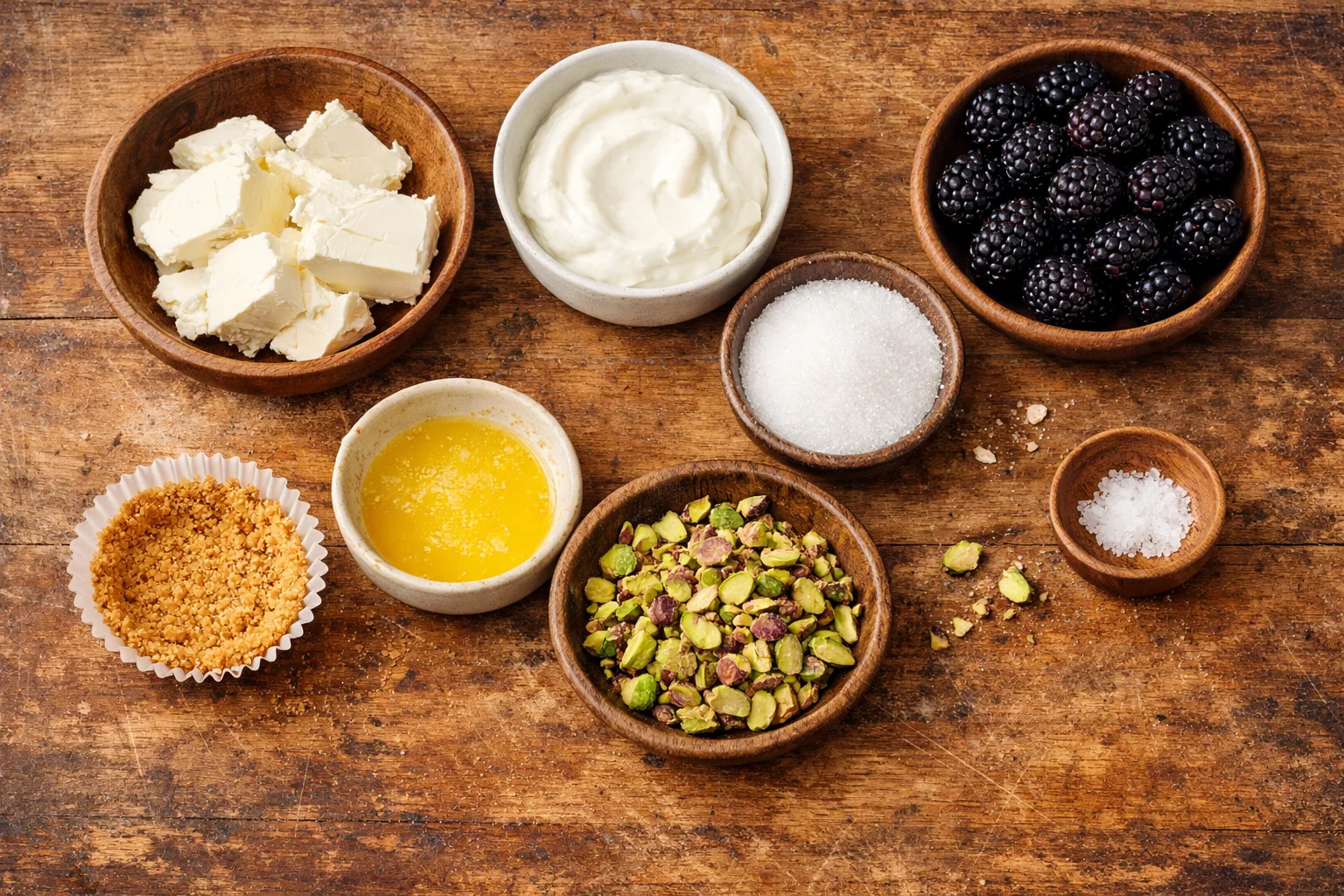 Delicious Mini Blackberry Pistachio Cheesecake Cups to Indulge In