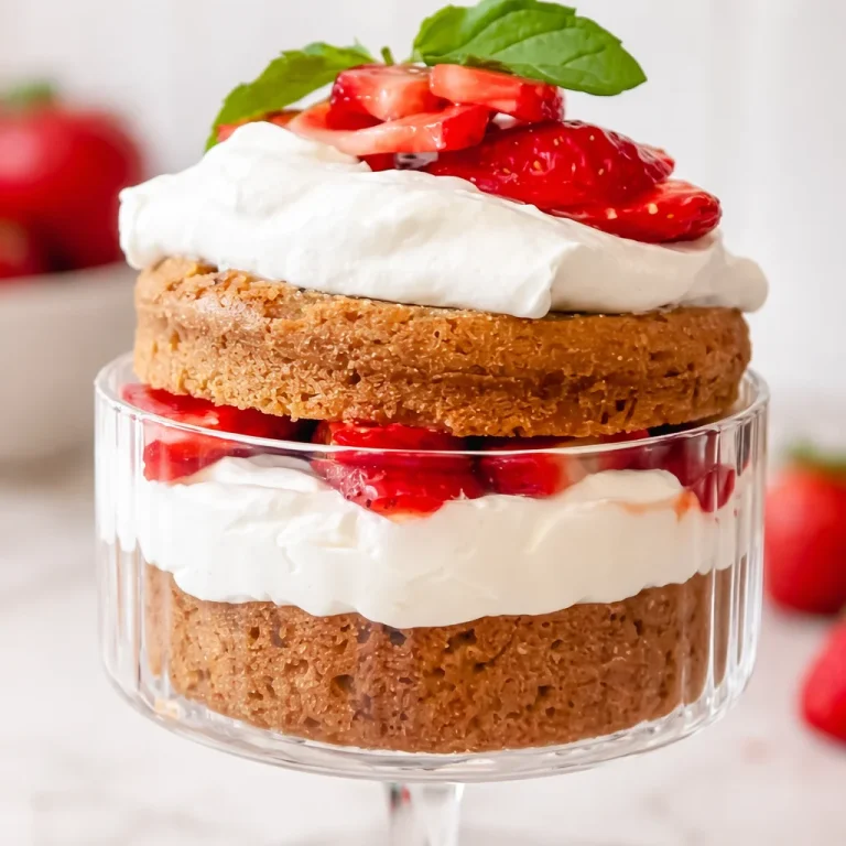 Delicious Mini Strawberry Shortcake Yogurt Cups with layers of strawberries and cream.