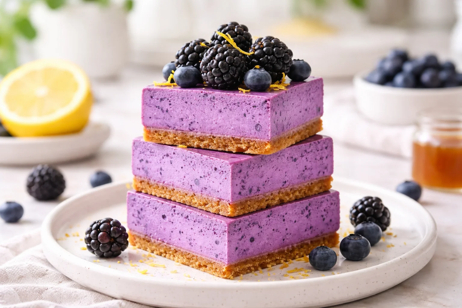 No-Bake Lemon Berry Yogurt Squares