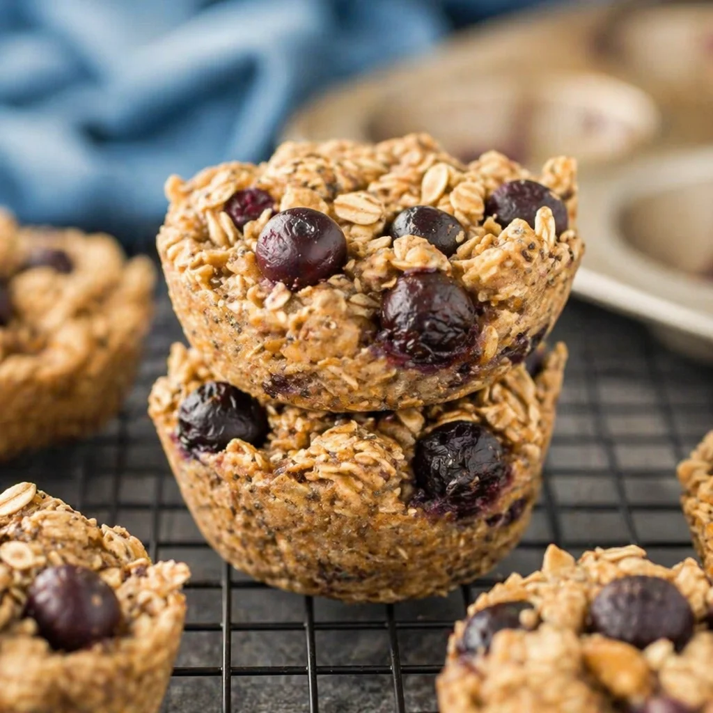 Healthy No-Sugar Blueberry Chia Oat Cups with oats and chia seeds
