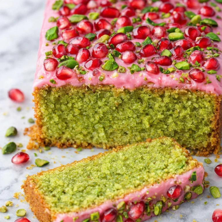 Delicious Small-Batch Cardamom Pistachio Snack Cake with vibrant green interior.