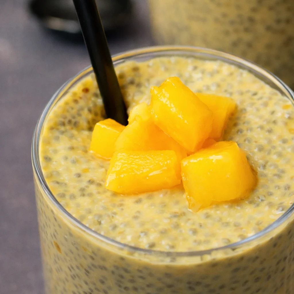 Small-batch mango lime chia pudding with fresh mango and lime zest