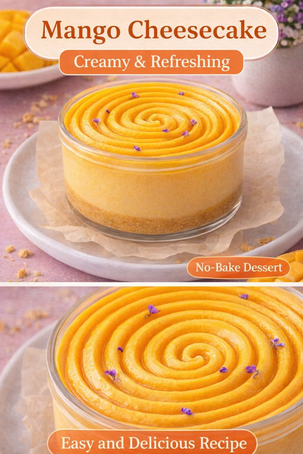 Small-Batch Mango Yogurt Cheesecake Pots
