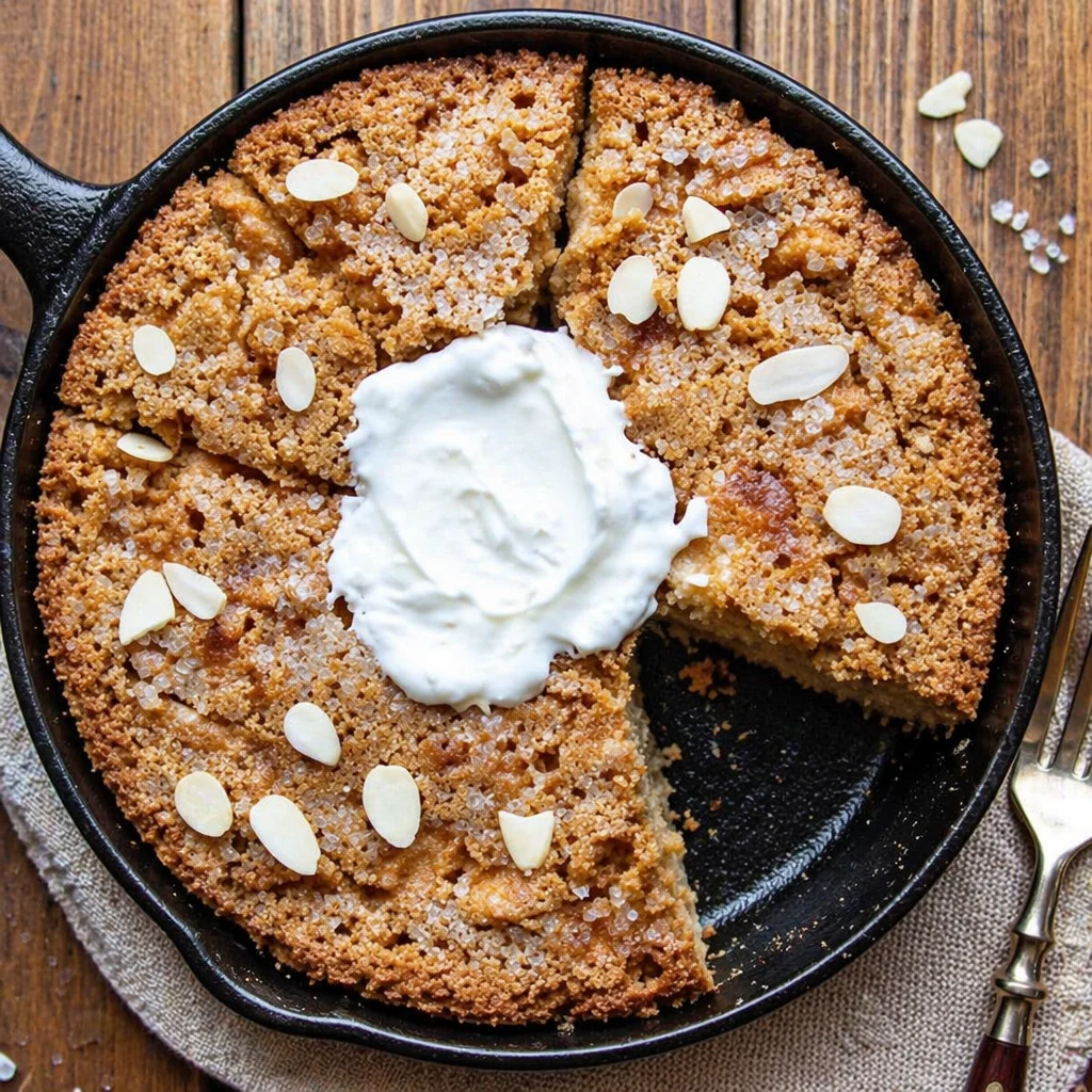 Gluten-Free Lemon Almond Skillet Cake with fresh lemon zest and almond flour
